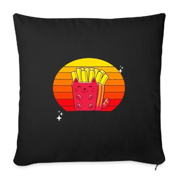 Chats Frites Coucher de soleil - Housse de coussin décorative 45 x 45 cm - noir - Devant