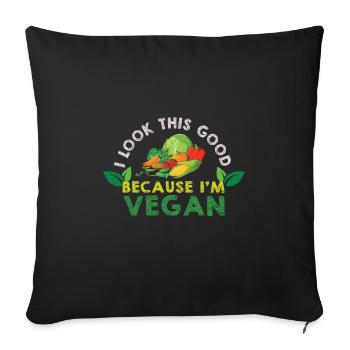 Vegan Fleischlos Tierlieb & Veganer - Sofakissenbezug 45 x 45 cm - Schwarz - Vorne