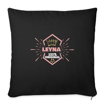 Prénom Leyna - Housse de coussin décorative 45 x 45 cm - noir - Devant