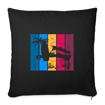 Pig Surfboard Surfboard Surfer Beach - Sofa pillowcase 17,3'' x 17,3'' (45 x 45 cm) - black - Front