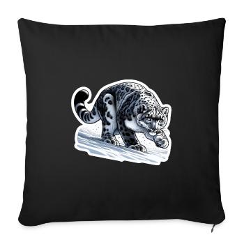 Léopard des neiges Léopard blanc Léopard - Housse de coussin décorative 45 x 45 cm - noir - Devant