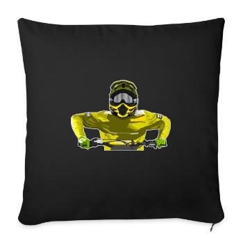 Motocross / Enduro / Freestyle mx / Dirtbike retro - Sofa pillowcase 17,3'' x 17,3'' (45 x 45 cm) - black - Front