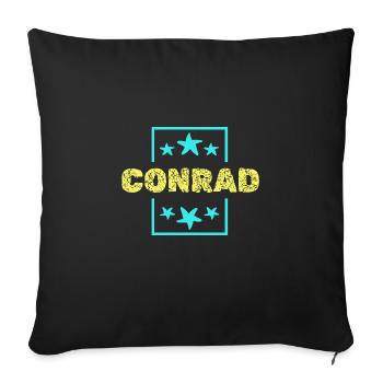 First name Birthday Conrad - Sofa pillowcase 17,3'' x 17,3'' (45 x 45 cm) - black - Front