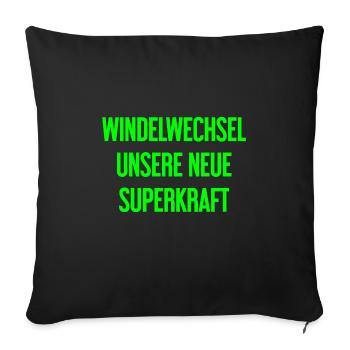 Diaper change – our new superpower - Sofa pillowcase 17,3'' x 17,3'' (45 x 45 cm) - black - Front