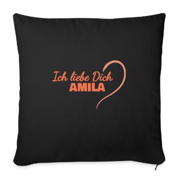 Liebe für Amila LiebeDich Herz - Sofakissenbezug 45 x 45 cm - Schwarz - Vorne