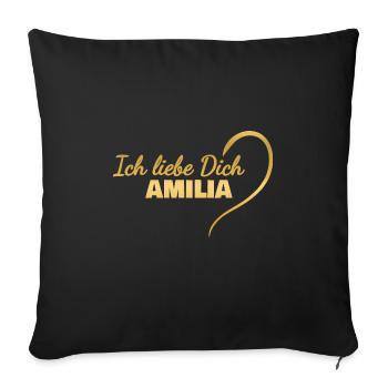 LoveYou Amilia - Housse de coussin décorative 45 x 45 cm - noir - Devant