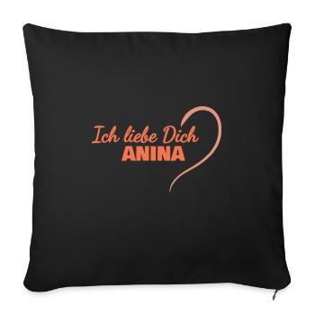 Anina as LoveYou - Sofa pillowcase 17,3'' x 17,3'' (45 x 45 cm) - black - Front