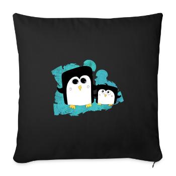Pinguin Geschwister - Sofakissenbezug 45 x 45 cm - Schwarz - Vorne