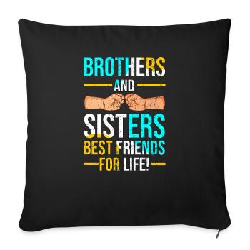 Frère soeur jumeaux frères et sœurs - Housse de coussin décorative 45 x 45 cm - noir - Devant