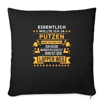 Putzmuffel Hausfrau Putzfrau Reinigungskraft - Sofakissenbezug 45 x 45 cm - Schwarz - Vorne