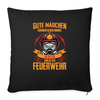 Gute Mädchen werden Feuerwehrfrau - Sofakissenbezug 45 x 45 cm - Schwarz - Vorne