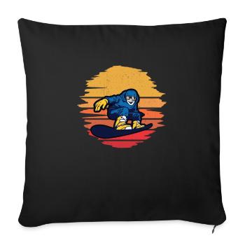 Snowboard sport vacances d'hiver montagnes neige cadeau - Housse de coussin décorative 45 x 45 cm - noir - Devant