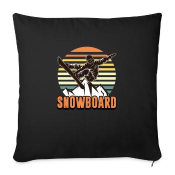 Snowboard sport vacances d'hiver montagnes neige cadeau - Housse de coussin décorative 45 x 45 cm - noir - Devant