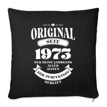 Vintage Original Design Geburtstag Jahrgang 1973 - Sofakissenbezug 45 x 45 cm - Schwarz - Vorne