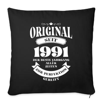 Vintage Original Design Geburtstag Jahrgang 1991 - Sofakissenbezug 45 x 45 cm - Schwarz - Vorne