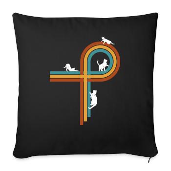 Retro vintage geometry - Sofa pillowcase 17,3'' x 17,3'' (45 x 45 cm) - black - Front