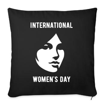 Journée internationale de la femme - Cadeau - Housse de coussin décorative 45 x 45 cm - noir - Devant