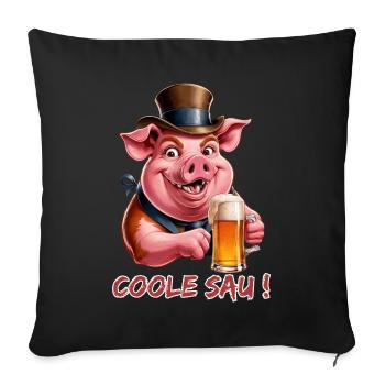 Coole Sau - Cooles Schwein - Party Sau - Sofakissenbezug 45 x 45 cm - Schwarz - Vorne