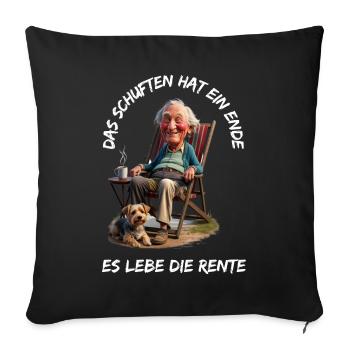 The toiling has come to an end - Long live the pension - Sofa pillowcase 17,3'' x 17,3'' (45 x 45 cm) - black - Front
