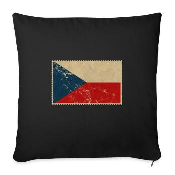 Retro République tchèque - Housse de coussin décorative 45 x 45 cm - noir - Devant