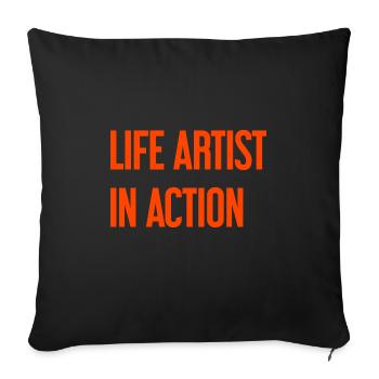 Artistes de la vie en action - Housse de coussin décorative 45 x 45 cm - noir - Devant