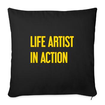 Artistes de la vie en action - Housse de coussin décorative 45 x 45 cm - noir - Devant