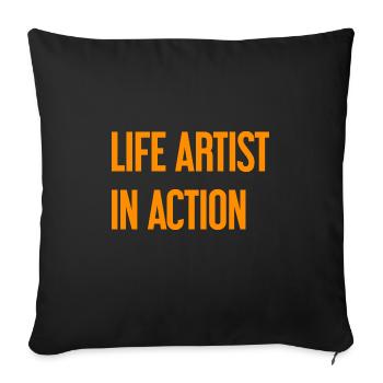 Artistes de la vie en action - Housse de coussin décorative 45 x 45 cm - noir - Devant