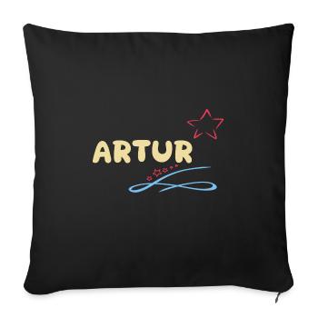Gift for Artur - Sofa pillowcase 17,3'' x 17,3'' (45 x 45 cm) - black - Front