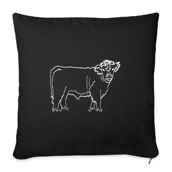 Highland cattle lineart - Sofa pillowcase 17,3'' x 17,3'' (45 x 45 cm) - black - Front
