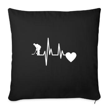 Équipe de hockey sur glace Coeur Sports d’hiver Hockey sur glace - Housse de coussin décorative 45 x 45 cm - noir - Devant
