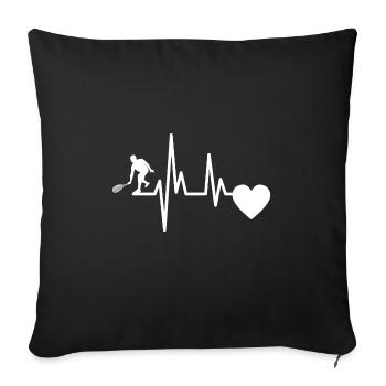 Tennis Ball ECG Tennis Heartbeat Tennis Amateurs - Housse de coussin décorative 45 x 45 cm - noir - Devant