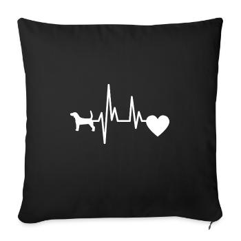 Dog Heartbeat Heart Dogs Love Dog Love - Sofa pillowcase 17,3'' x 17,3'' (45 x 45 cm) - black - Front