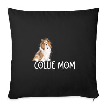 Collie Maman I Collie Rough I Collie à poil long - Housse de coussin décorative 45 x 45 cm - noir - Devant