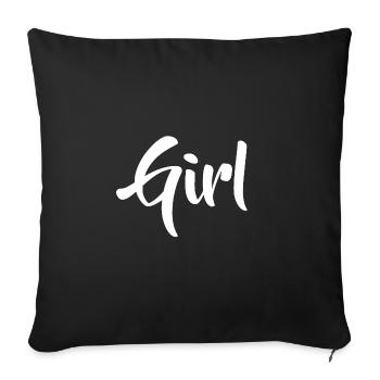 Lettrage fille - Housse de coussin décorative 45 x 45 cm - noir - Devant