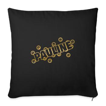 Fête d’anniversaire des enfants pour Pauline Nom Prénom - Housse de coussin décorative 45 x 45 cm - noir - Devant