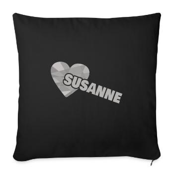 Dear Susanne, - Sofa pillowcase 17,3'' x 17,3'' (45 x 45 cm) - black - Front
