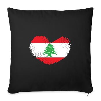 Libanon Flagge Herz Zeder Baum Wappen Geschenkidee - Sofakissenbezug 45 x 45 cm - Schwarz - Vorne