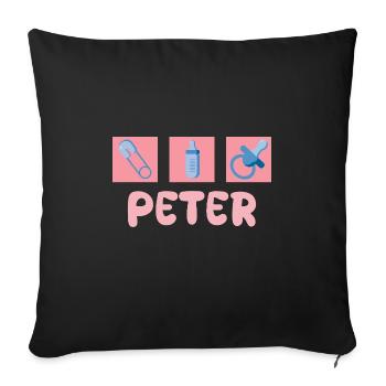 Gift for Peter - Sofa pillowcase 17,3'' x 17,3'' (45 x 45 cm) - black - Front