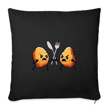 Croquettes De Poulet Drôle Pépites Image - Housse de coussin décorative 45 x 45 cm - noir - Devant