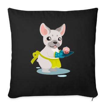 Cute Bulldog Cake Puppy Puppy Pug Gift - Sofa pillowcase 17,3'' x 17,3'' (45 x 45 cm) - black - Front