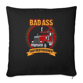 Camion conducteur camionneur cadeau semi-remorque - Housse de coussin décorative 45 x 45 cm - noir - Devant