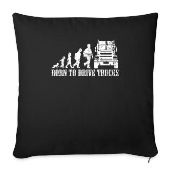 Trucker Evolution Kind Baby LKW Geschenk - Sofakissenbezug 45 x 45 cm - Schwarz - Vorne