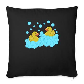 Quietschenten Gummienten Badeenten Seifenblasen - Sofakissenbezug 45 x 45 cm - Schwarz - Vorne