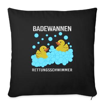 Gummiente Quietscheente Badeente Rettungsschwimmer - Sofakissenbezug 45 x 45 cm - Schwarz - Vorne