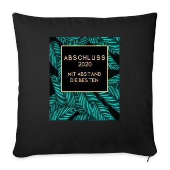 Abschluss 2020 Mit Abstand Bestanden! Palmen Blatt - Sofakissenbezug 45 x 45 cm - Schwarz - Vorne