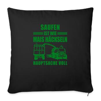 Mais Häckseln Ernte Design für Landwirte - Sofakissenbezug 45 x 45 cm - Schwarz - Vorne