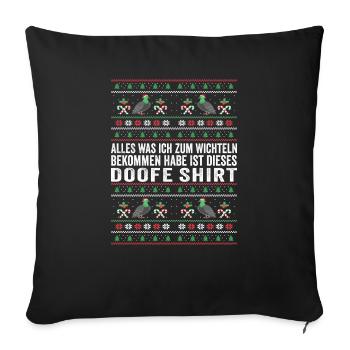 Weihnachts Wichtel Shirt zum Schrottwichteln - Sofakissenbezug 45 x 45 cm - Schwarz - Vorne