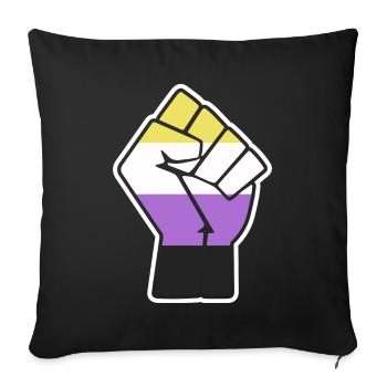 Nonbinary Pride Fist Design for Equality - Sofa pillowcase 17,3'' x 17,3'' (45 x 45 cm) - black - Front