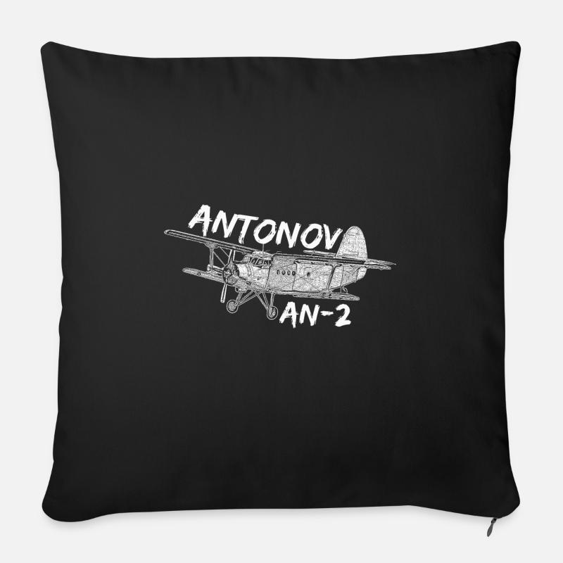 Antonov AN-2 Flugzeug Doppeldecker AN-2 - Sofakissenbezug 45 x 45 cm - Schwarz