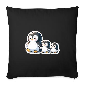 Petits pingouins Pingouin Famille Mignon - Housse de coussin décorative 45 x 45 cm - noir - Devant
